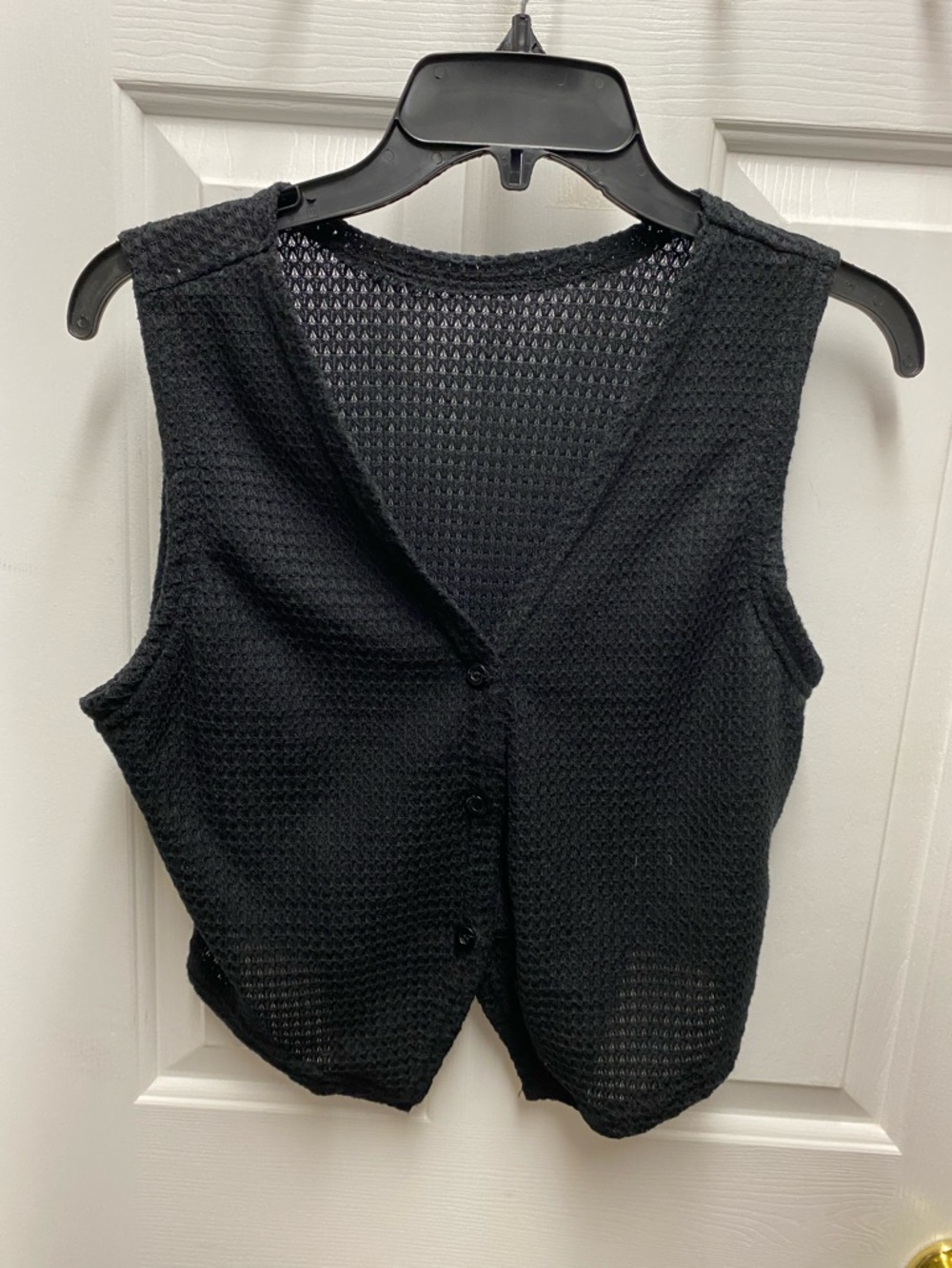 SHEIN Black Open-Knit Button Front Women’s Vest